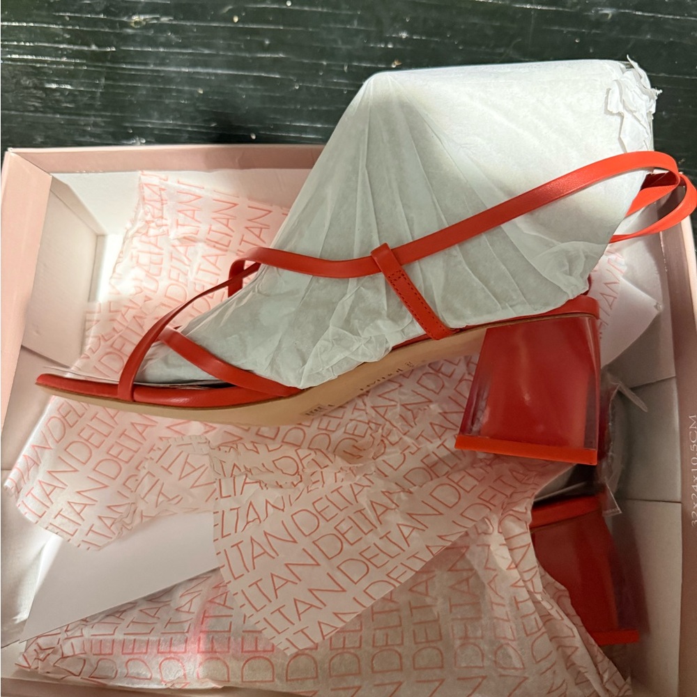 Delta Bold Red Block Heels-NEW